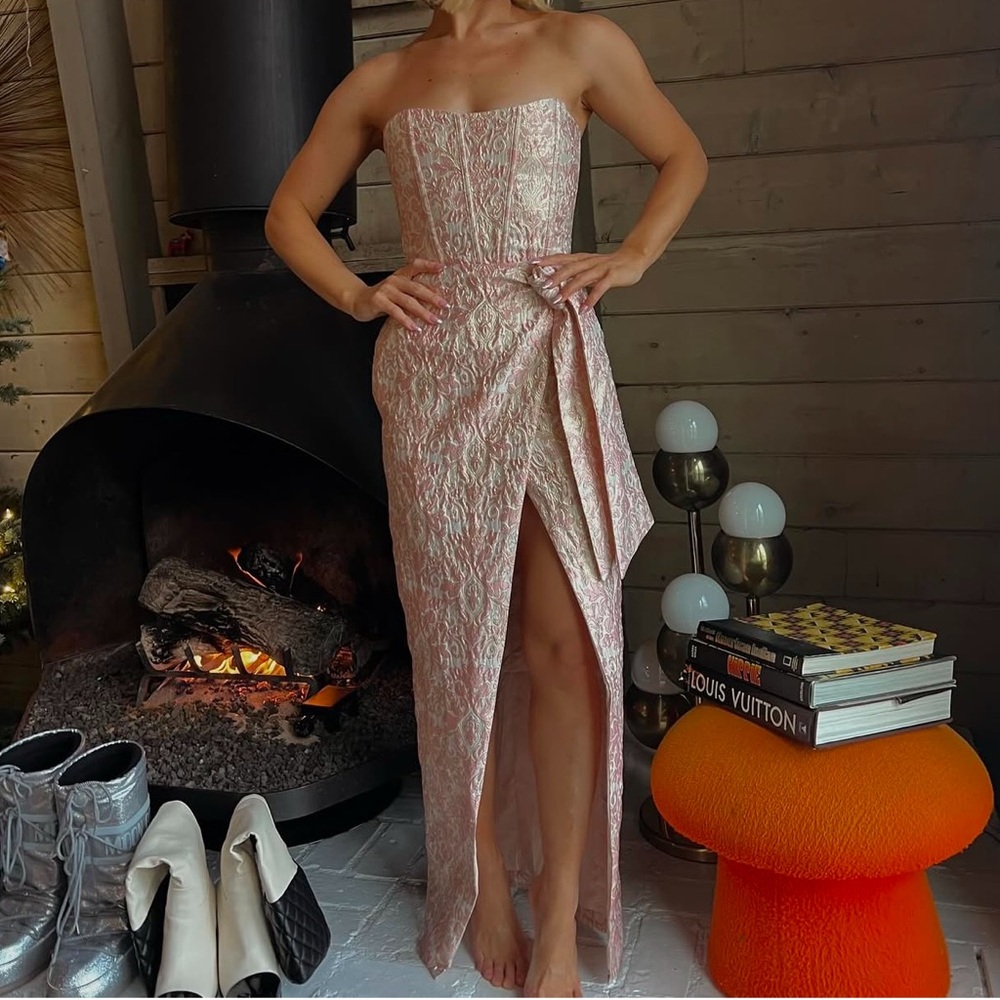 Boutique metallic corset maxi dress size M…fits more like a small!